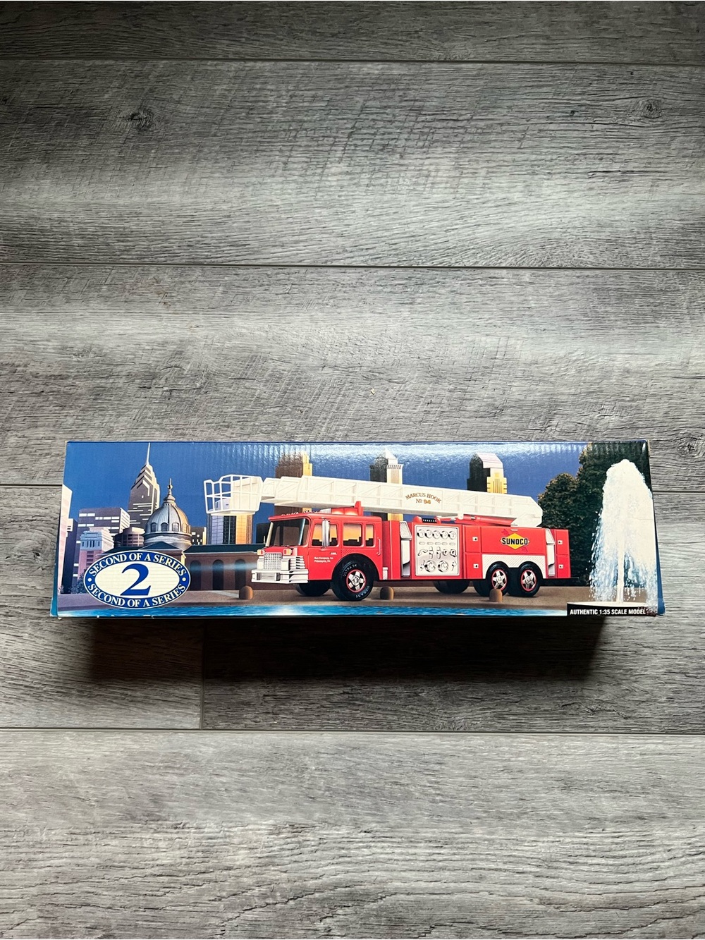 SUNOCO Red plastic Aerial Tower Fire Truck Toy